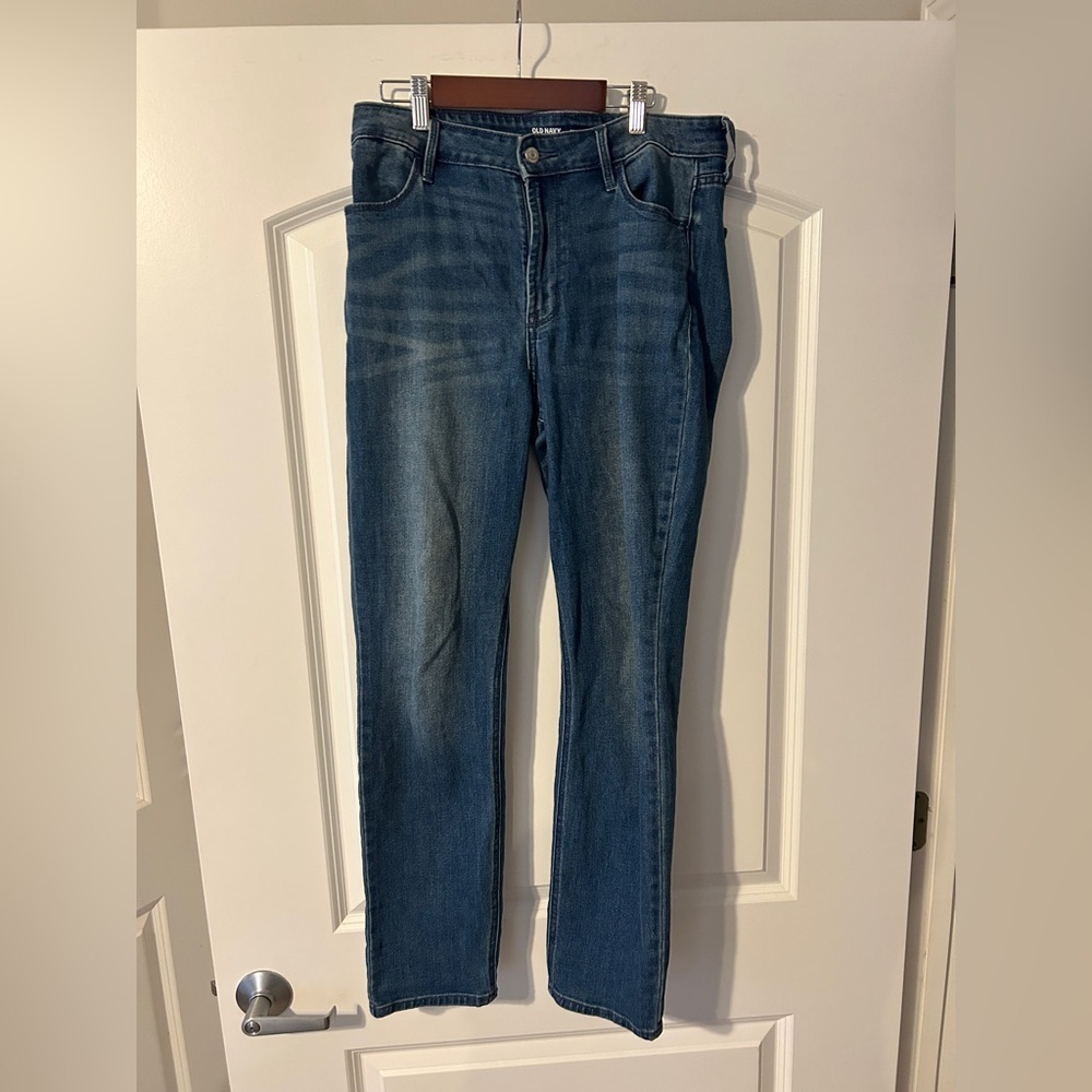 Old Navy High-Rise Wow Straight Blue Jeans